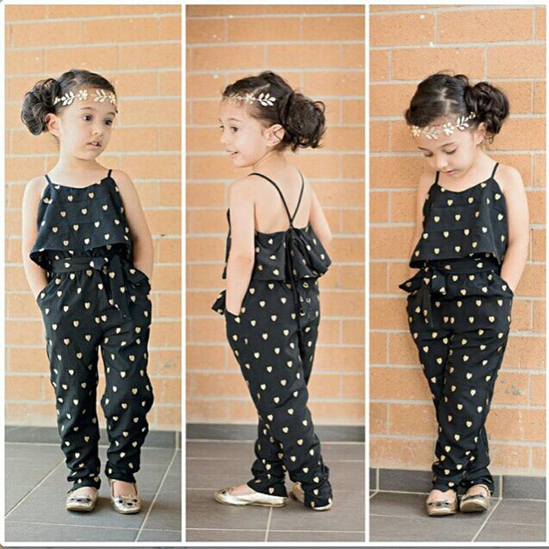 Commerce extérieur Vêtements pour enfants Vente en gros Nouveaux vêtements pour filles Tendance Cool Girls Love Combinaison à bretelles One Drop