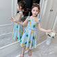 Jupe princesse d'été pour fille, gilet à bretelles, robe longue