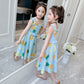 Jupe princesse d'été pour fille, gilet à bretelles, robe longue