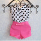 Summer Outfit for Little Girls, Polka Dot Shirt and Pink Shorts Set, Children 1-6 Years