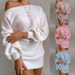 Robe pull tricotée OrangeA pour femme, épaules dénudées, ample, manches longues, couleur unie, élégante, style streetwear, collection automne-hiver