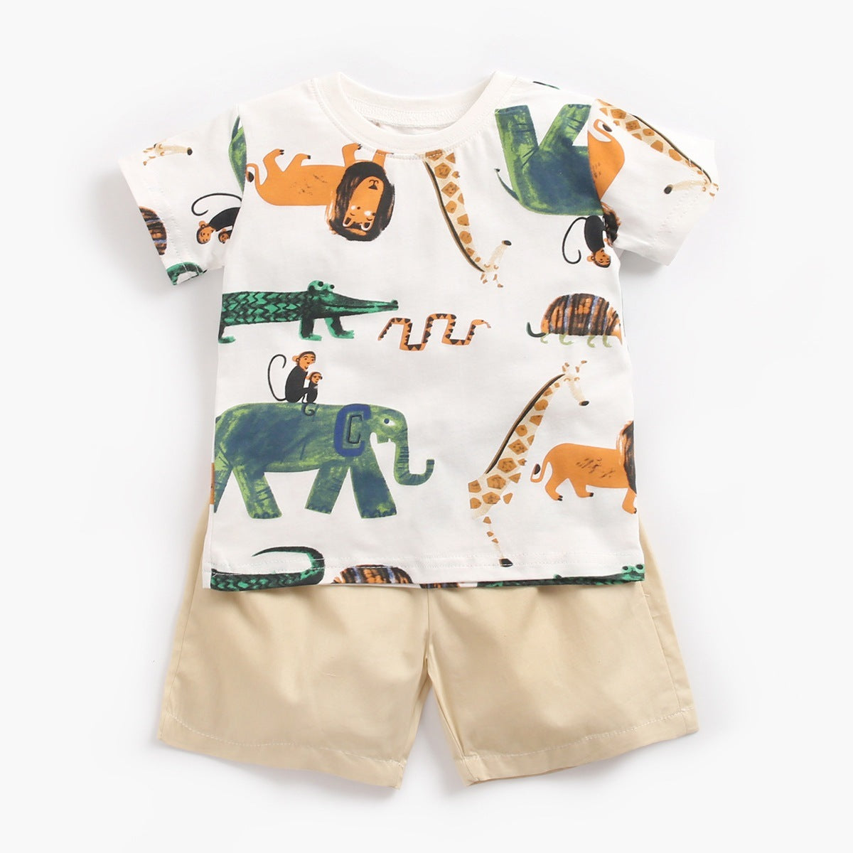 Vêtements pour bébé, vêtements coréens pour enfants, ensemble deux pièces pour bébé garçon, imprimé animal, t-shirt à manches courtes et short, été