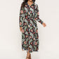 Ladies Fashion Casual Printed Chiffon Long Sleeve Shirt Chiffon Skirt