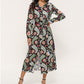 Ladies Fashion Casual Printed Chiffon Long Sleeve Shirt Chiffon Skirt