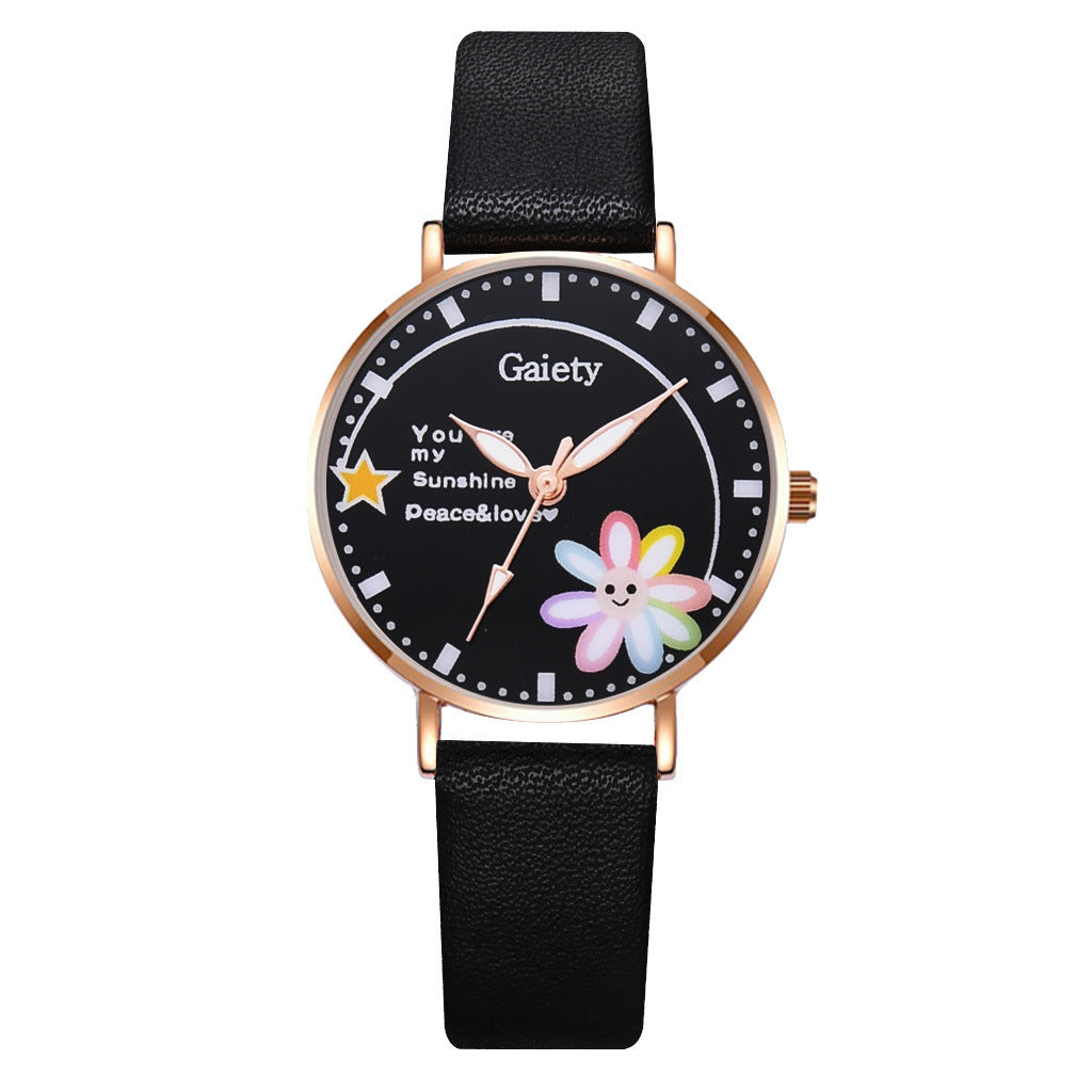 Korean Version Of Simple Ladies Cartoon Quartz Watch Small Daisy Bracelet