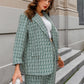 Autumn And Winter Fashion Women'S Casual Commuter Plaid Elegant Temperament Professional Style Street Two-Piece Suit Green