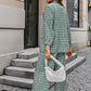 Autumn And Winter Fashion Women'S Casual Commuter Plaid Elegant Temperament Professional Style Street Two-Piece Suit Green