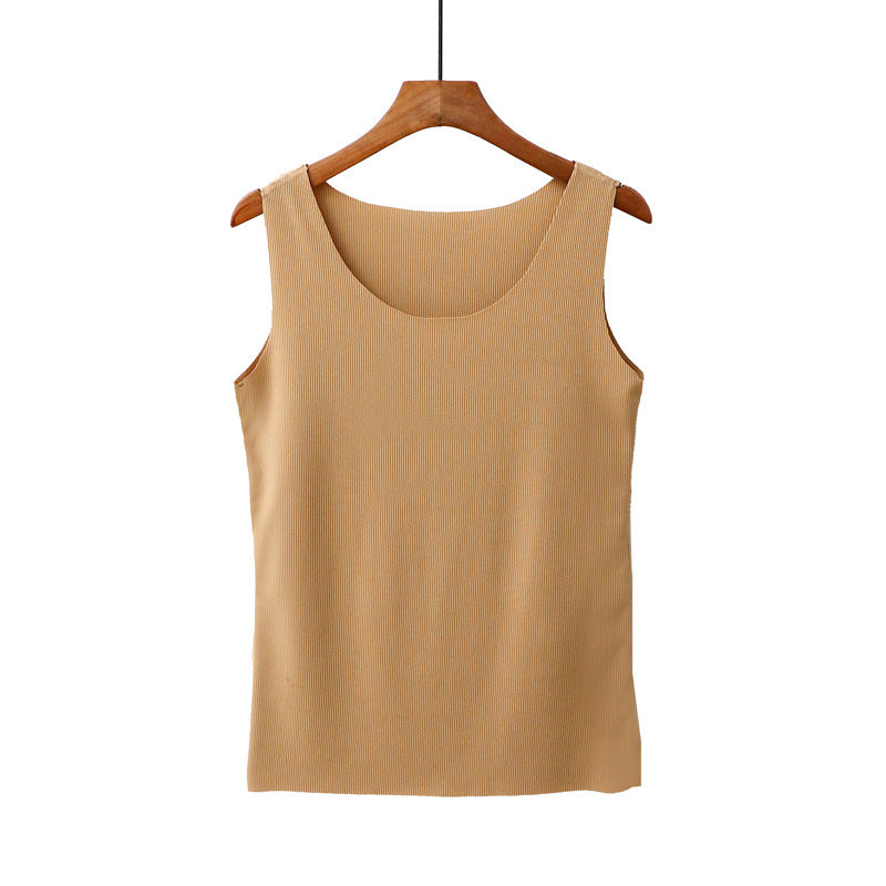 Summer Korean Version Of Thread Cotton Freely Cut Round Neck Vest Female Elastic