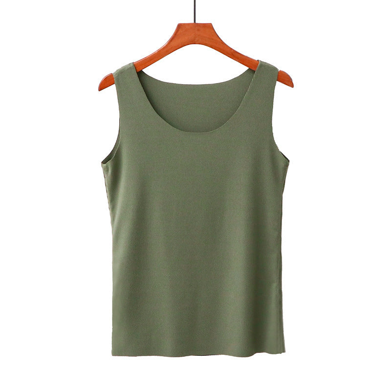Summer Korean Version Of Thread Cotton Freely Cut Round Neck Vest Female Elastic