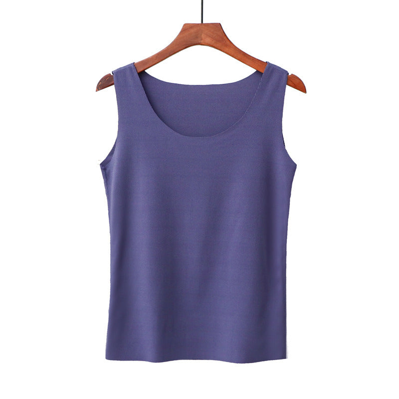 Summer Korean Version Of Thread Cotton Freely Cut Round Neck Vest Female Elastic