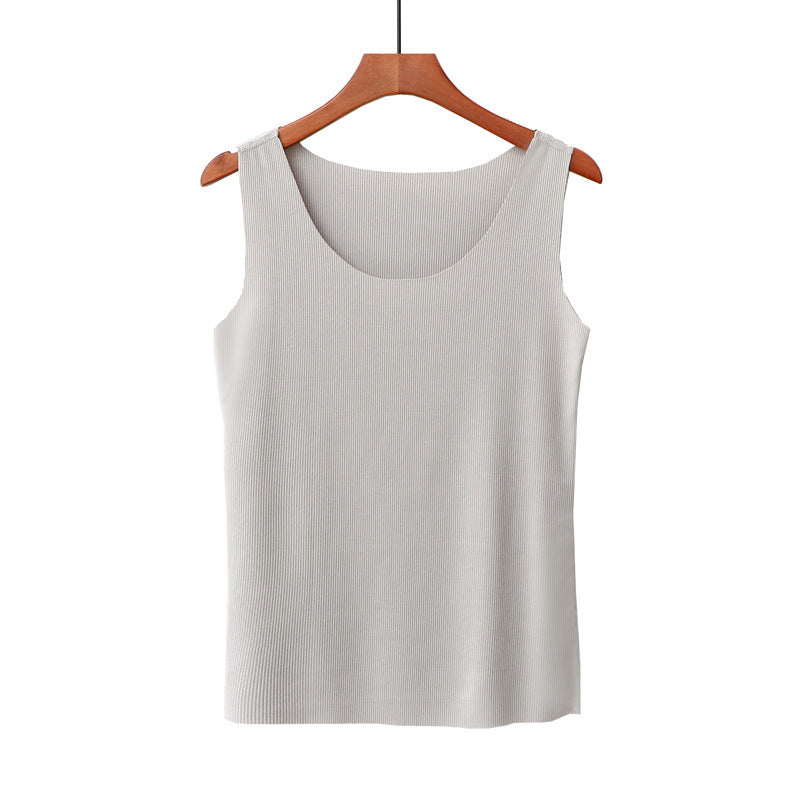 Summer Korean Version Of Thread Cotton Freely Cut Round Neck Vest Female Elastic