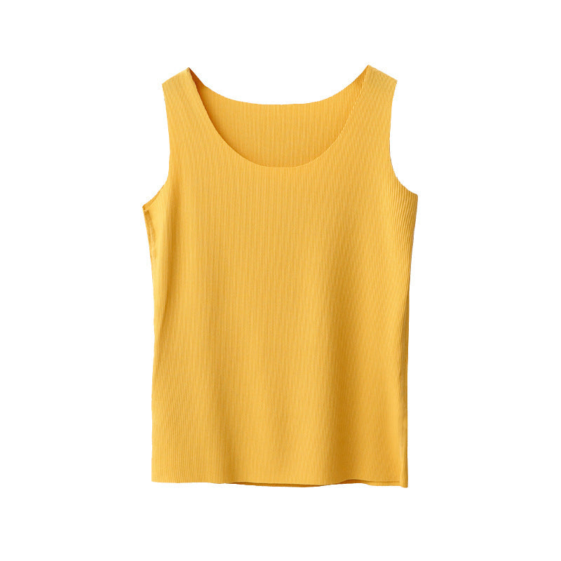 Summer Korean Version Of Thread Cotton Freely Cut Round Neck Vest Female Elastic