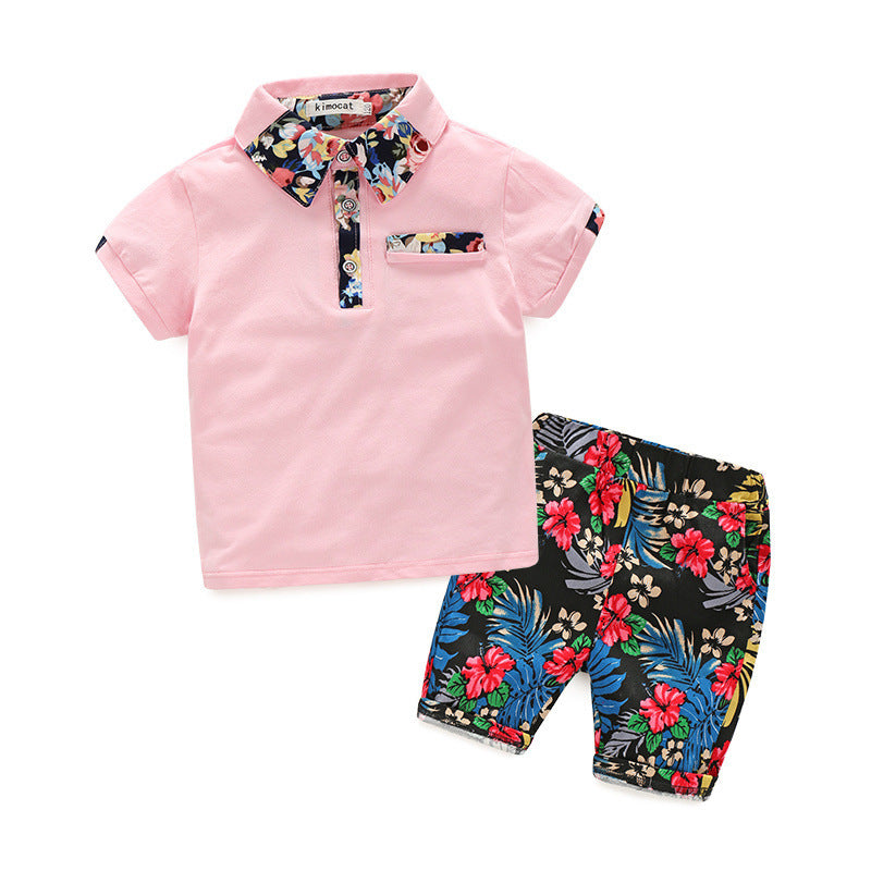Ensemble chemise à manches courtes et pantalon à imprimé floral pour garçon, vêtements de printemps pour enfants