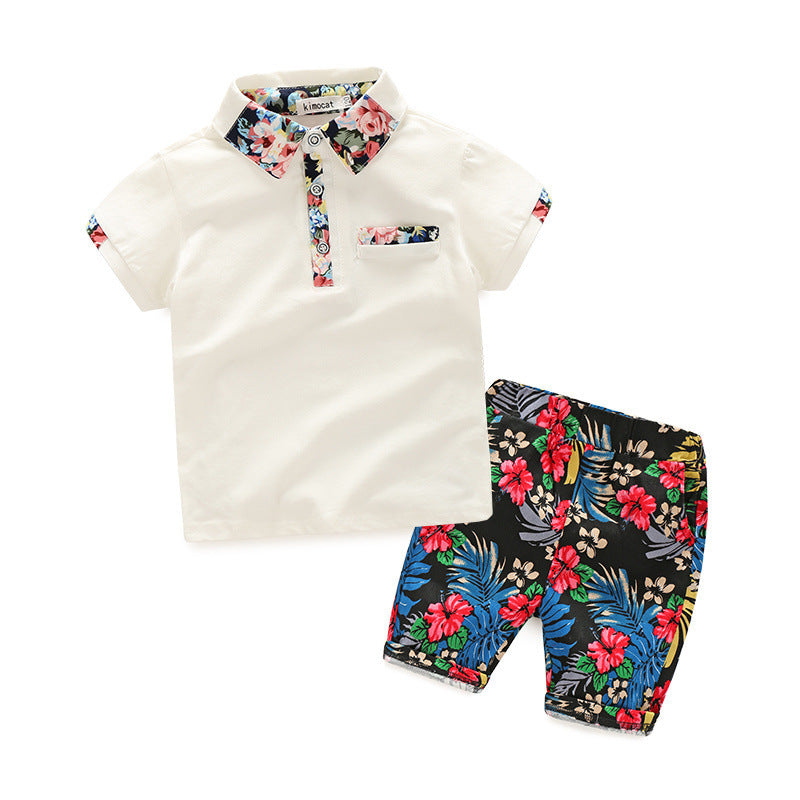 Ensemble chemise à manches courtes et pantalon à imprimé floral pour garçon, vêtements de printemps pour enfants