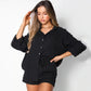 Single-breasted Cardigan Loose Top High Waist Shorts Two-Piece Set