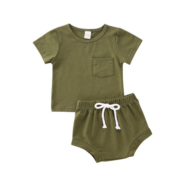 Ensemble 2 pièces pour garçon, chemise et short, pour bébé et enfant, été