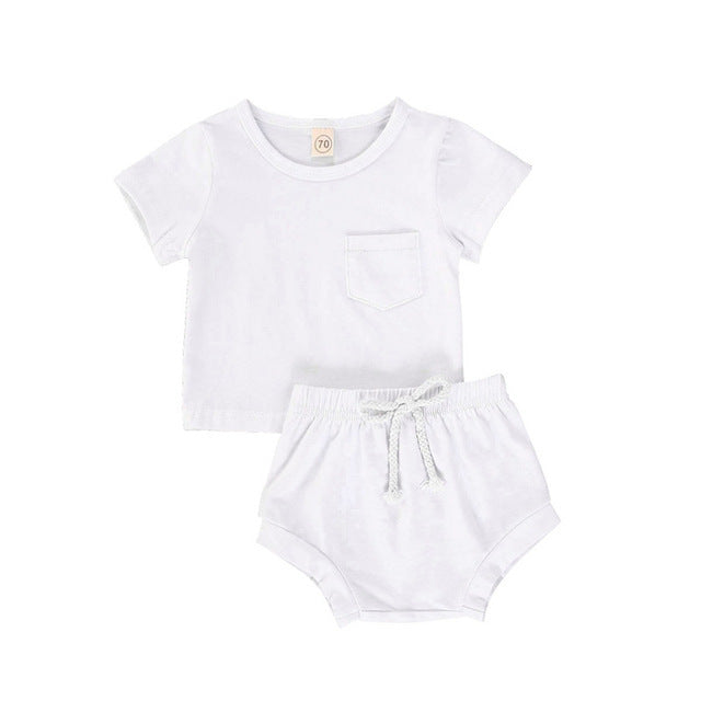 Ensemble 2 pièces pour garçon, chemise et short, pour bébé et enfant, été