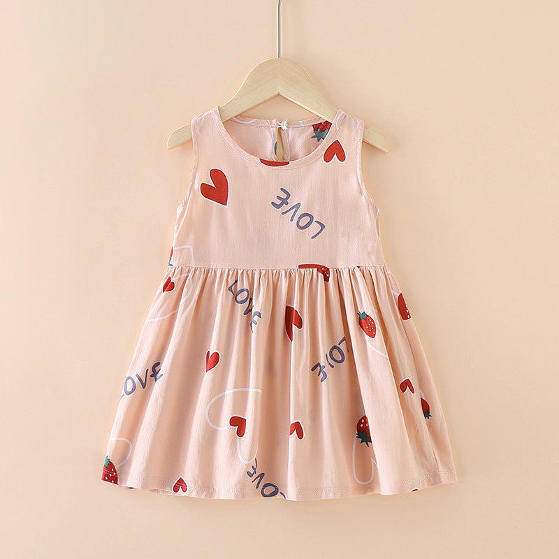 Robe d'été style occidental pour enfants, jupe filet rouge pour petite fille