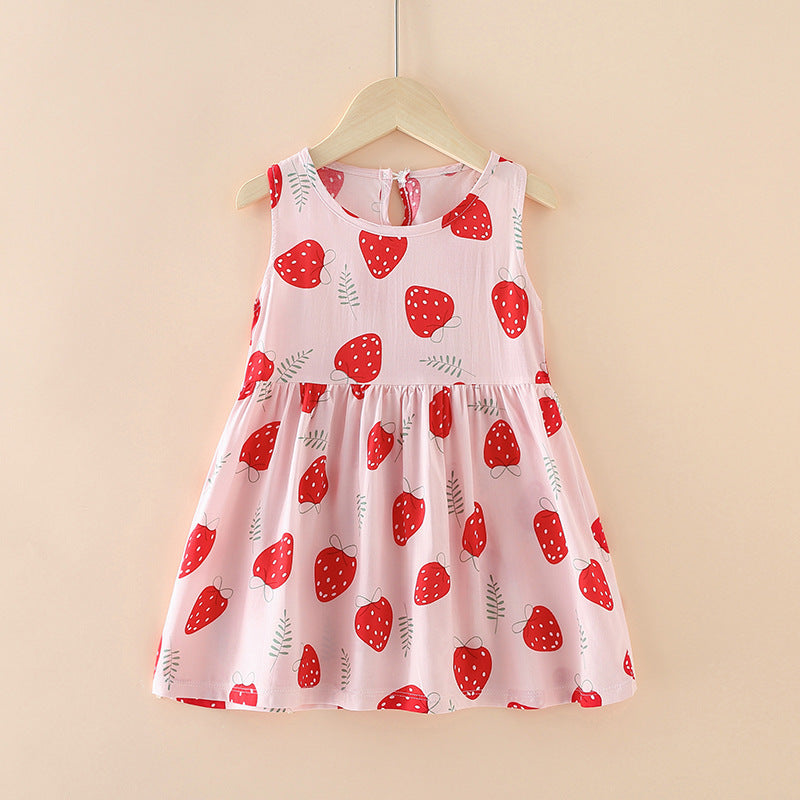 Robe d'été style occidental pour enfants, jupe filet rouge pour petite fille