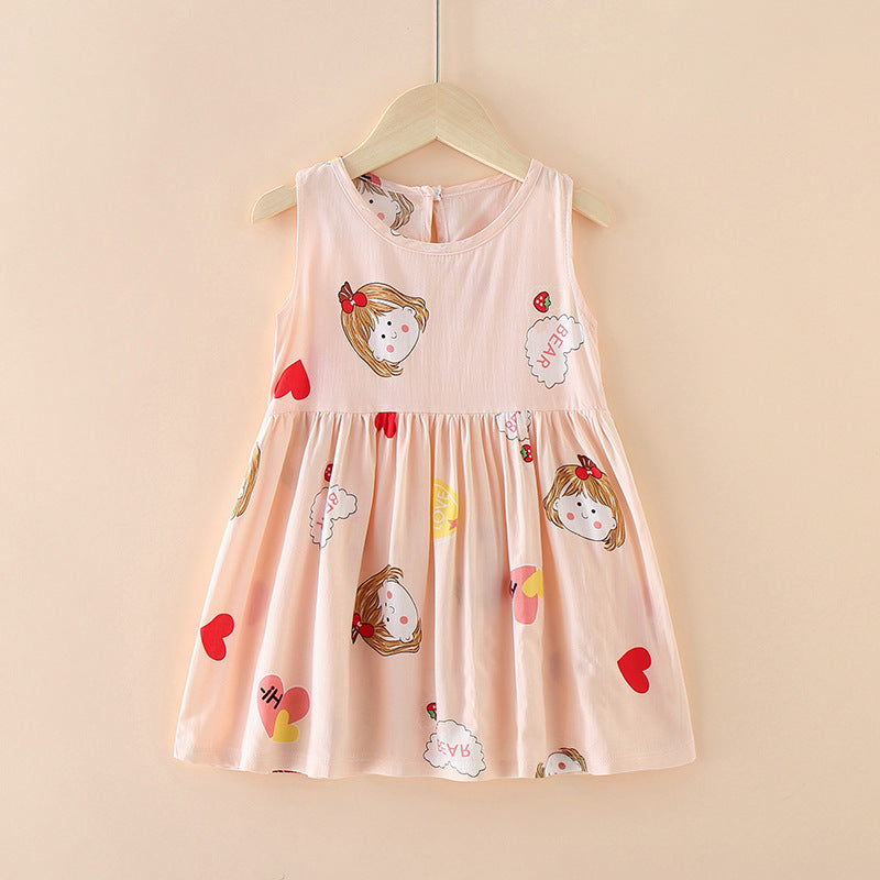 Robe d'été style occidental pour enfants, jupe filet rouge pour petite fille