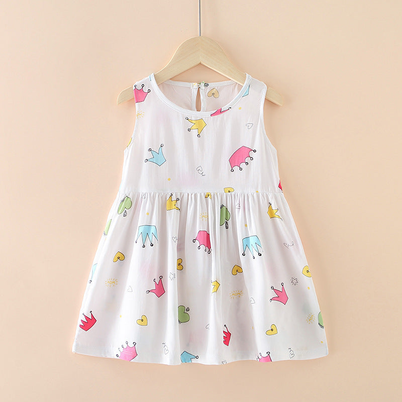 Robe d'été style occidental pour enfants, jupe filet rouge pour petite fille