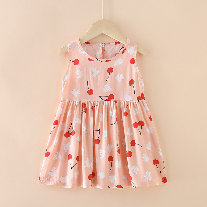 Robe d'été style occidental pour enfants, jupe filet rouge pour petite fille
