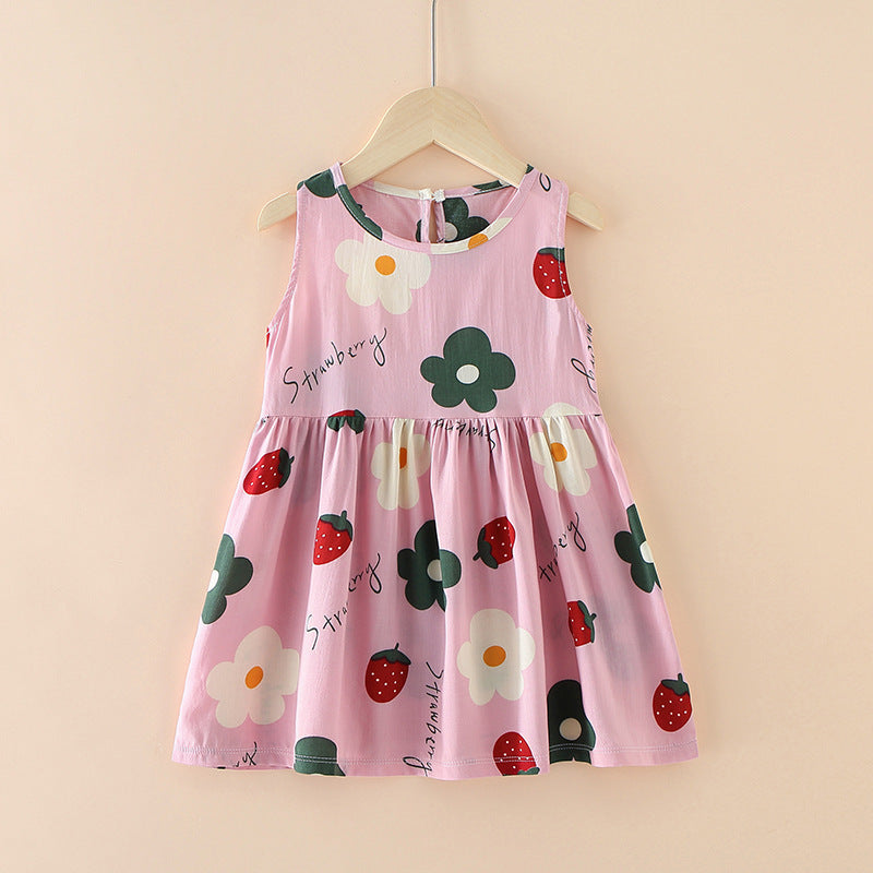 Robe d'été style occidental pour enfants, jupe filet rouge pour petite fille