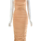 JillPeri Robe mi-longue sexy sans manches à col bas, froncée et extensible, tenue de tous les jours, style Kardashian, moulante, soirée, club, longue