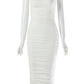 JillPeri Robe mi-longue sexy sans manches à col bas, froncée et extensible, tenue de tous les jours, style Kardashian, moulante, soirée, club, longue