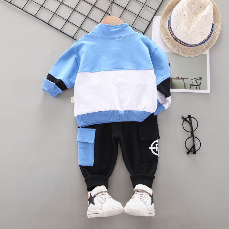 Nouveau costume pour enfants printemps et automne coréen hommes et femmes enfants sport lettre costume couture manches longues deux pièces costume marée