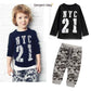 Autumn New Boys Cotton Letter T-shirt Long Sleeve Two-Piece Set