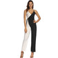 Combinaison pantalon sexy à bretelles pour femme, couleur noire et blanche, style européen et américain
