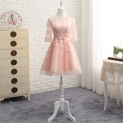 New Spring And Autumn Wedding Mid-Length Banquet Evening Dress