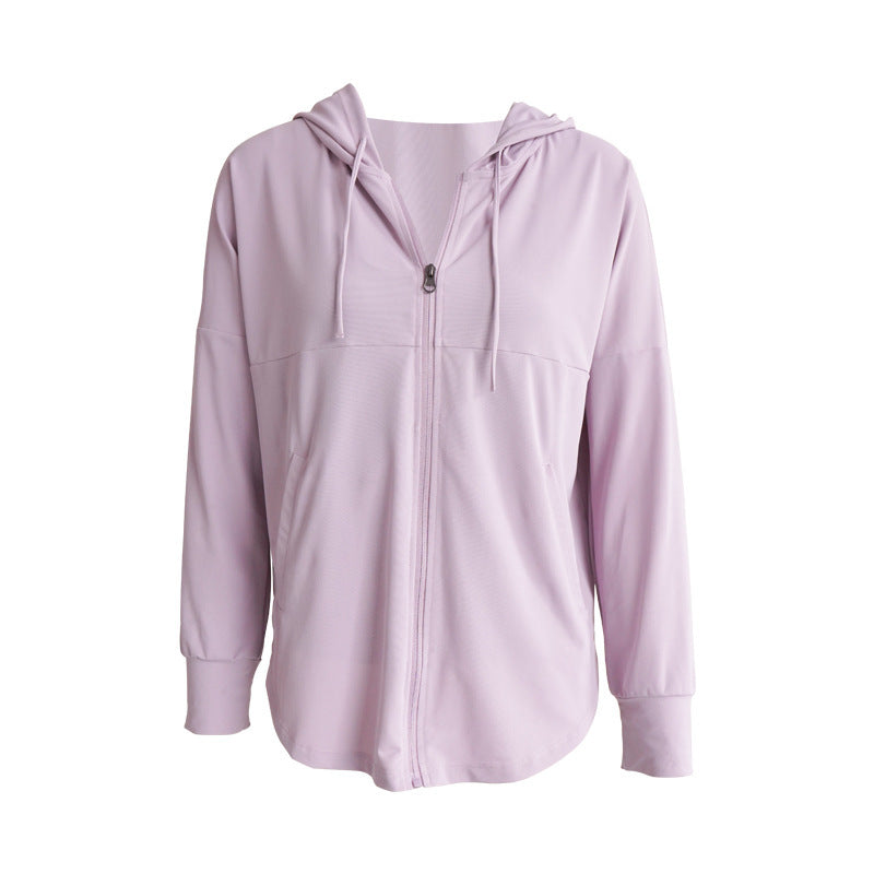 Loose Yoga Fitness Jacket Women'S Hooded Zipper Cardigan Long Sleeve Sports Top Women'S Yoga Wear