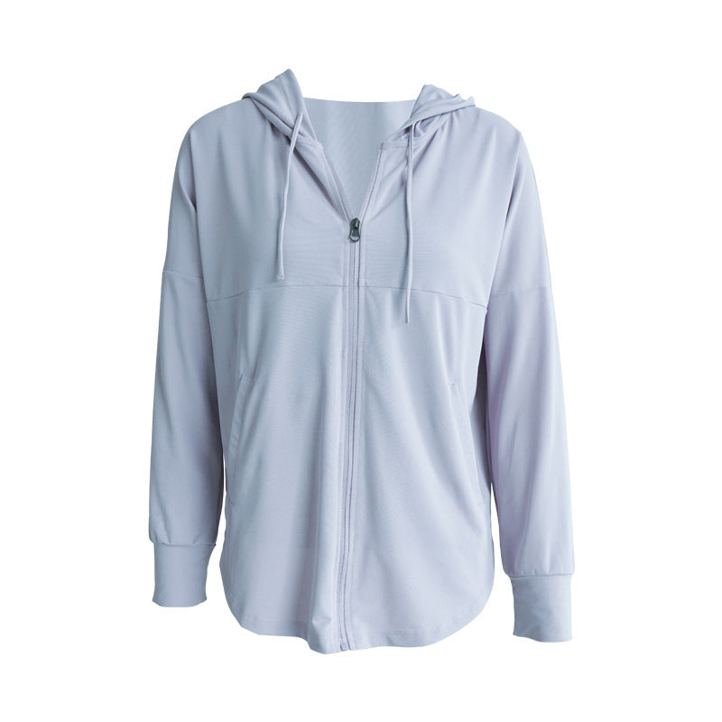 Loose Yoga Fitness Jacket Women'S Hooded Zipper Cardigan Long Sleeve Sports Top Women'S Yoga Wear