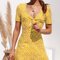 Fashion Women's Printed V-Neck Short Sleeve Dress