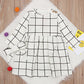 Girls Long Sleeve Plaid Dress   Headband Two-piece Skirt Kid Set