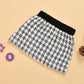 Black long-sleeved temperament two-piece suit skirt plaid children's clothing