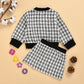 Black long-sleeved temperament two-piece suit skirt plaid children's clothing