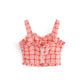 Retro Checkered Wood Ear Cutout Camisole