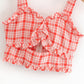 Retro Checkered Wood Ear Cutout Camisole