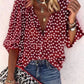 Printed Long Sleeve V-neck Button Ladies Blouse Women