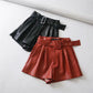 European And American Style High-waist Leather Pants Faux Leather Bermuda Shorts