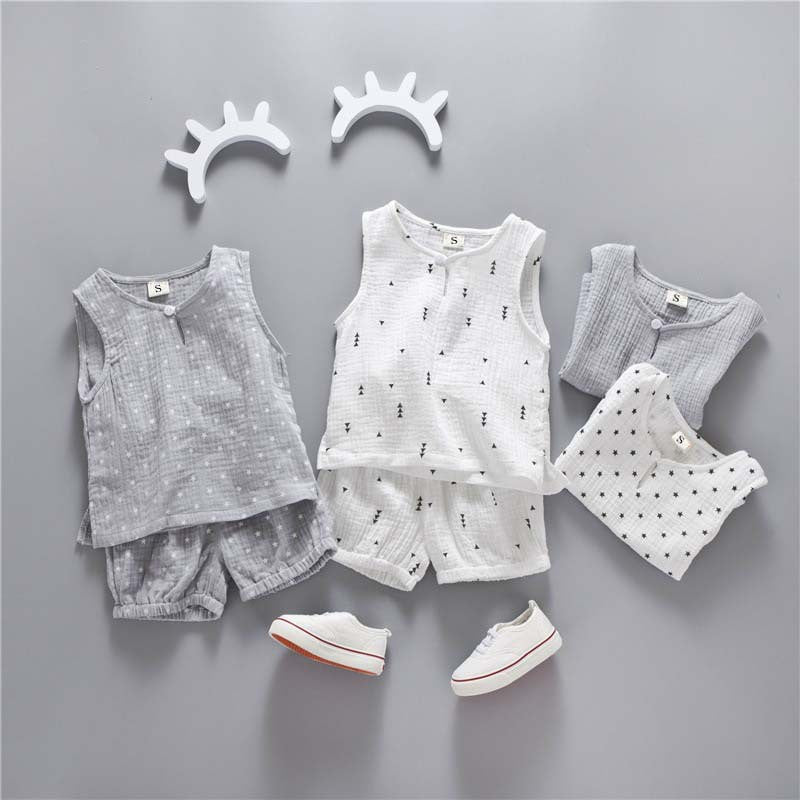 Lightweight Sweat-absorbent Pajamas For Kids Children's Sleeveless Cotton Gauze Vest