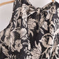 European And American Retro Style V-neck Print Cropped Top With Knot On The Back