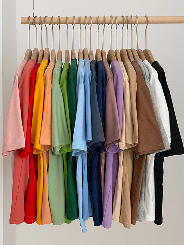 Nouveaux vêtements pour femmes, haut ample à manches mi-longues, couleur unie, multifonctionnel, pour étudiantes coréennes