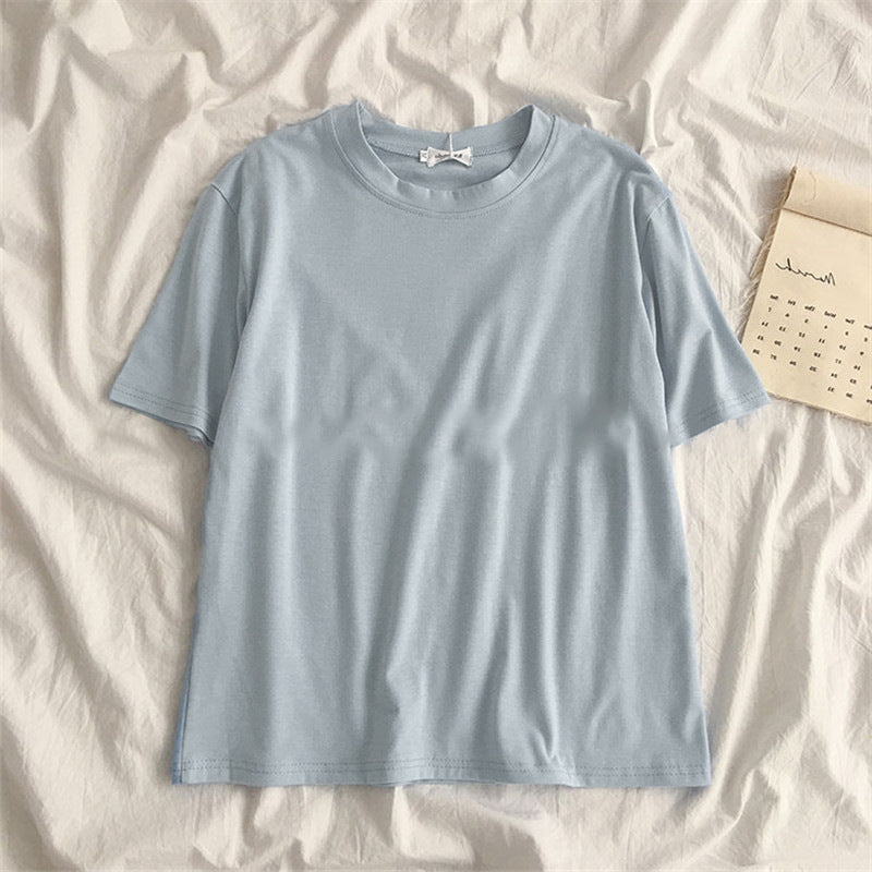 Nouveaux vêtements pour femmes, haut ample à manches mi-longues, couleur unie, multifonctionnel, pour étudiantes coréennes