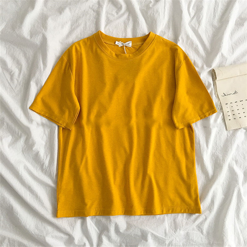 Nouveaux vêtements pour femmes, haut ample à manches mi-longues, couleur unie, multifonctionnel, pour étudiantes coréennes