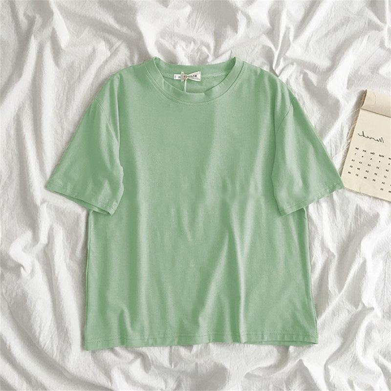 Nouveaux vêtements pour femmes, haut ample à manches mi-longues, couleur unie, multifonctionnel, pour étudiantes coréennes