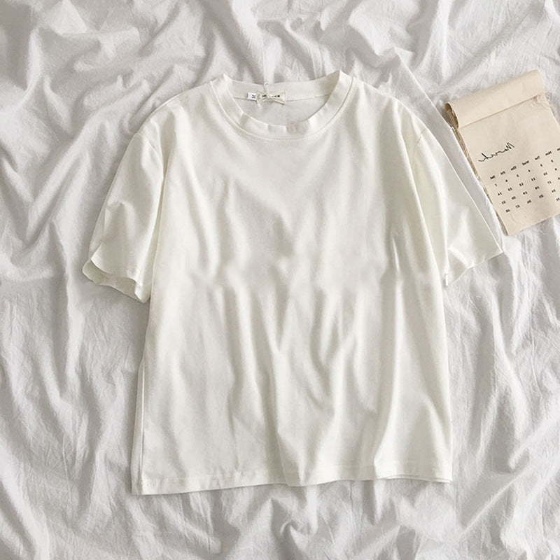 Nouveaux vêtements pour femmes, haut ample à manches mi-longues, couleur unie, multifonctionnel, pour étudiantes coréennes